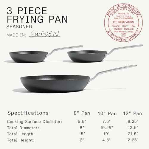 Made In Cookware - 3 Piece (Includes 8",10",12") Seasoned Carbon Steel