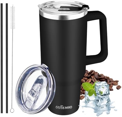 40 oz Tumbler with Handle, Insulated Tumbler with Lid and Straw