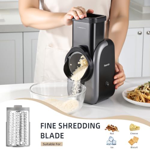 Electric Cheese Grater, 4 Interchangeable Drum Blades
