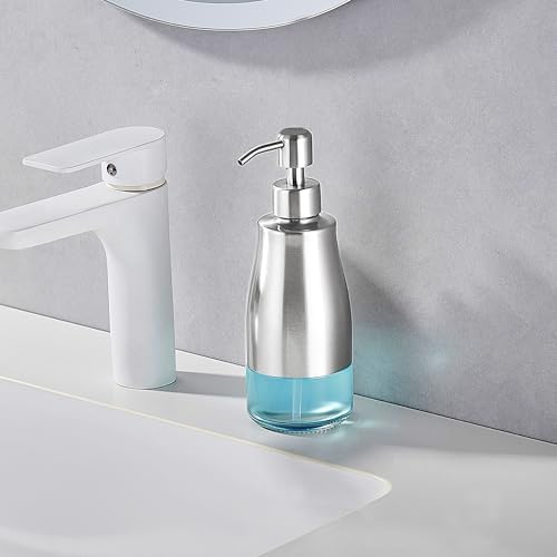 Stainless Steel Dish Soap Dispenser, 11oz Silver