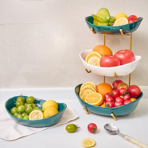 3 Tier Ceramic Fruit Bowl for Kitchen Counter