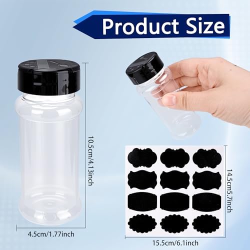 48 Pack 3 oz Clear Plastic Spice Jars with Label and Shaker Lids Empty