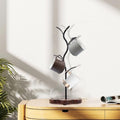 UKQRRTC Coffee Mug Holder Leaf Shape Mug Tree with Flower Wood Base
