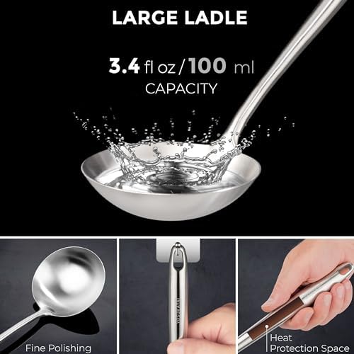 YOSUKATA 17" Stainless Steel Wok Spatula Ladle and Skimmer Spoon Set