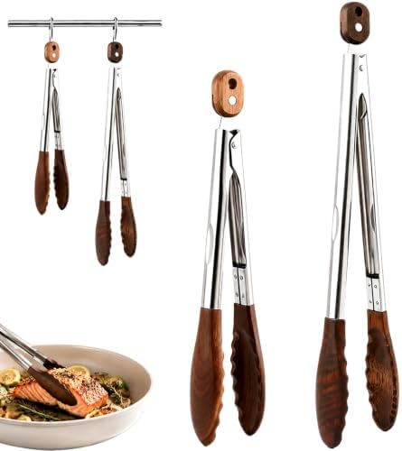 Wooden Tongs Set of 2, 11.8 and 15.4 Inch