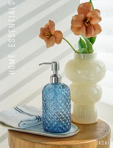 JASAI 18Oz Gem Patterned Glass Soap Dispenser