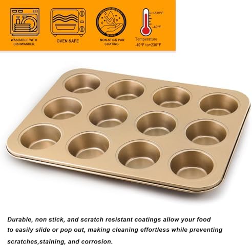 2 Pack Premium Nonstick Bakeware 12-Cup, Mini Muffin Pan, Dishwasher