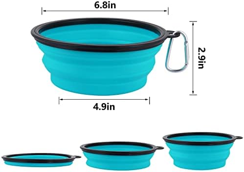 SLSON Dog Bowls Pet Collapsible Bowl with Cover Lids, 2 Pack, Light