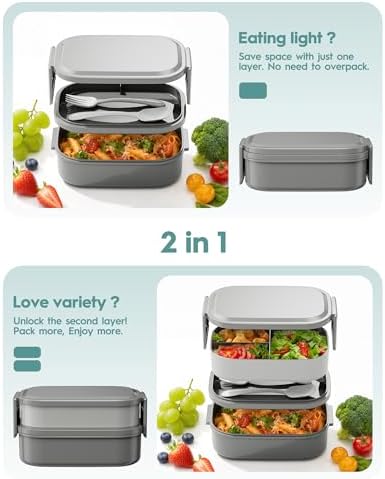 BiuLeon Bento Box Adult Lunch Box, 65 Oz Capacity Lunch