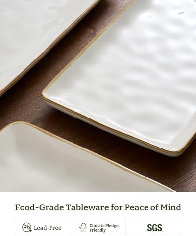 Famiware Serving Platters Set of 3 Sizes - Rectangular, Vanilla White