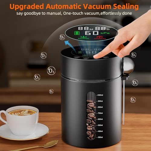 Automatic Vacuum Coffee Canister, 1.3L, LED Display