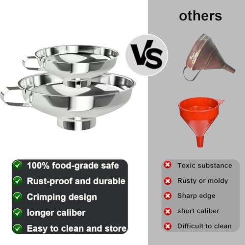 2-Pack Canning Funnels, Wide Mouth & Regular Mouth Kitchen Funnels for