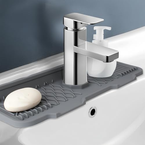 Silicone Faucet Handle Drip Catcher Beveled Drying Tray Mat Dish Soap