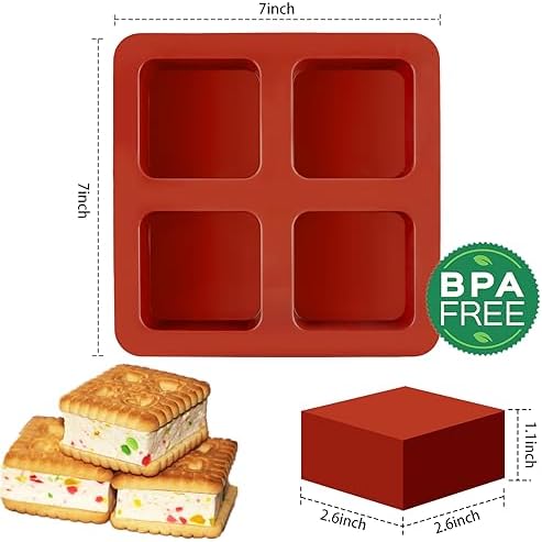 JOERSH Square Cake Silicone Molds, 3 Pack, 2.6" x 2.6" x 1.1"