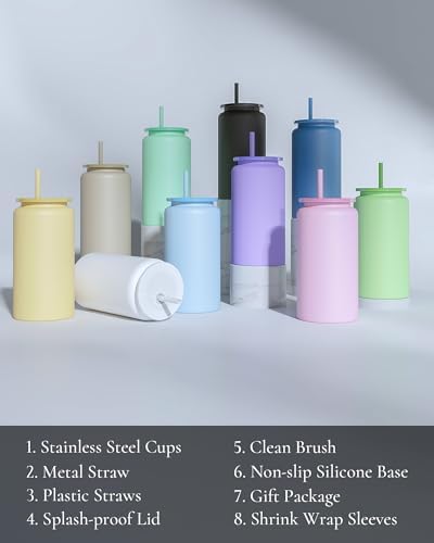 16 oz Tumbler, Insulated Tumbler with Straw, Iced Coffee Tumbler