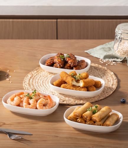 Mini Oval Serving Dishes, Ceramic Side Dish Bowls, Small Appetizer