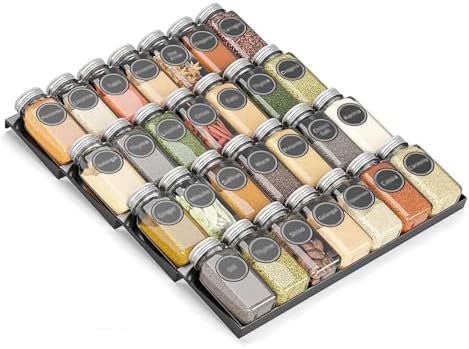 4 Tier Spice Rack Drawer Organizers, Seasoning Jars Drawers