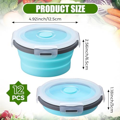Domensi 12 Pcs Collapsible Bowls with Lids Silicone Camping Food