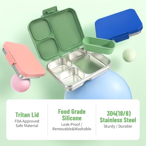 LOHASOK Stainless Steel Lunch Box, 34oz/1000ml, Green