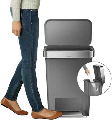 simplehuman Rectangular Step Trash Can, 45 Liter, Grey