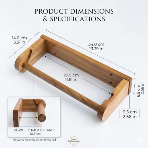 Acacia Wood Paper Towel Holder, Under Cabinet Wall Mount