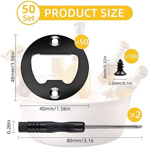 50 Set DIY Bottle Opener Kit - Stainless Steel Metal Opener Inserts