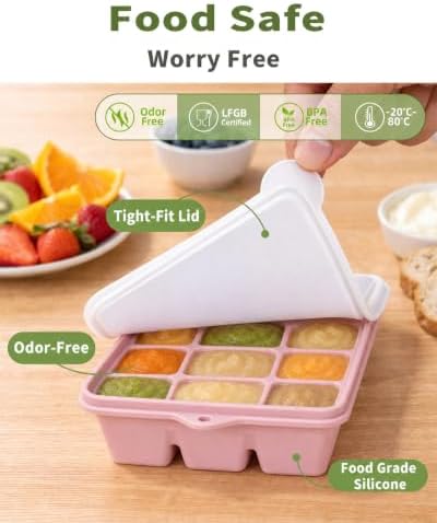 Silicone Ice Cube Tray, Ice Trays For Freezer with Lid