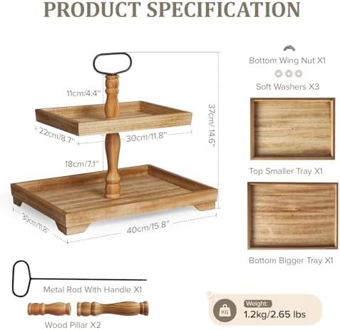 Rustic Tiered Tray, Farmhouse Tiered Serving Tray Decor