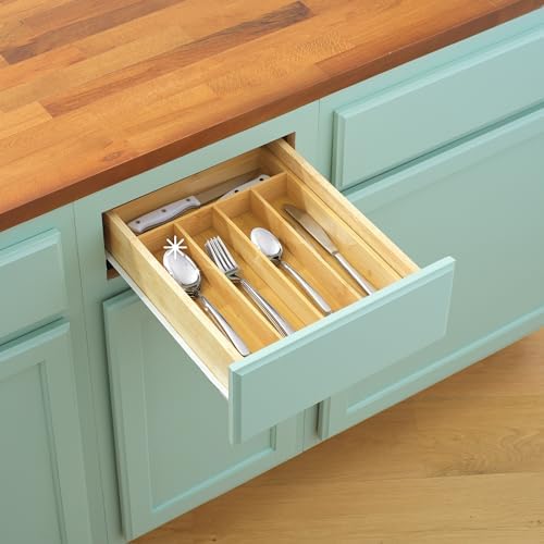 JoyJolt Bamboo Drawer Organizer for Kitchen Utensils, Drawer Divider