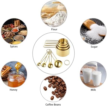 Measuring Cups and Spoons Set, Kaloo 8PCS Stainless Steel Metal