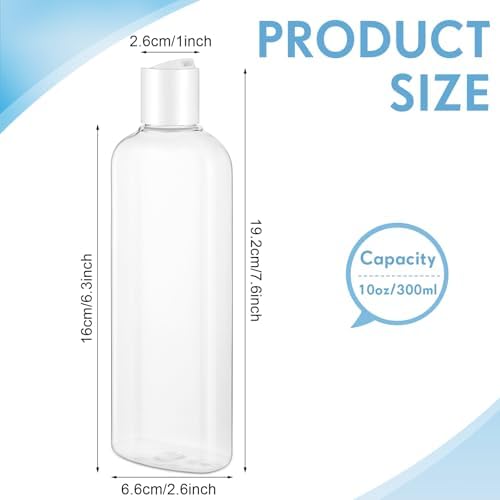 Domensi 24 Pcs Plastic Travel Bottles for Toiletries, 10oz, White