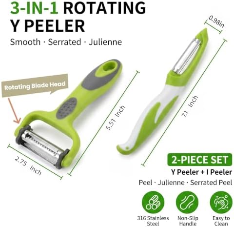 Vegetable Peeler Set, 2PCS Y & I Peeler for Kitchen, 4-in-1
