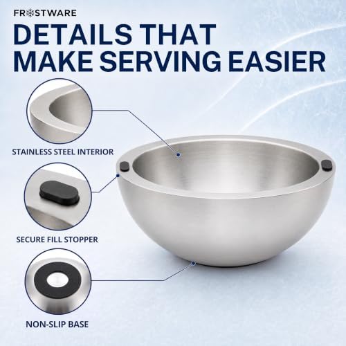 Dip Chiller Bowl with Lid, 35 oz Insulated Cold Serving Bowl