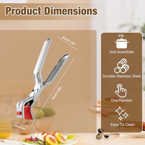 3PCS Hot Plate Grippers, Stainless Steel Bowl Holder Clips