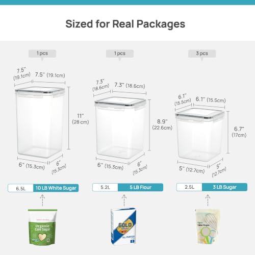 Vtopmart 5 PCS Flour and Sugar Storage Container Sets for Regular