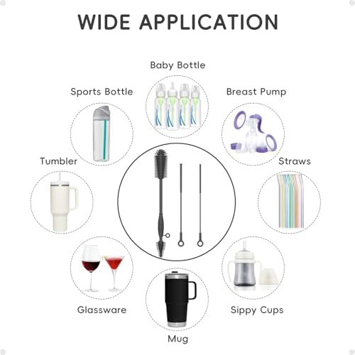 Silicone Bottle and Straw Cleaning Brush Set, 3-Piece