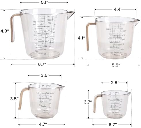 4 Cup Measuring Cups Sets,4 Sizes 150/300/600/1000ML,Liquid Measuring