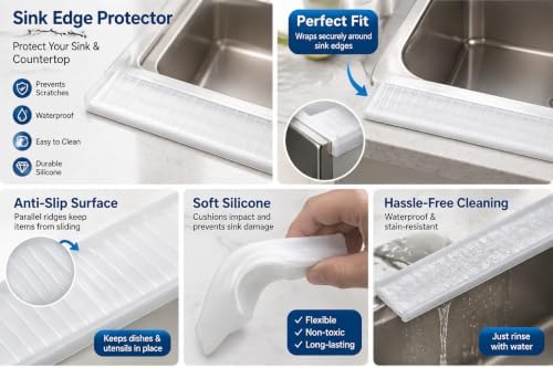 Silicone Sink Edge Protector, Splash Guard & Draining Mat
