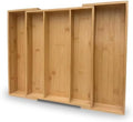 Expandable Bamboo Drawer Organizer for Kitchen Utensils, Adjustable