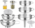 2 Sets Kitchen Stainless Steel Funnel Set Filter Funnel Wide Mouth and