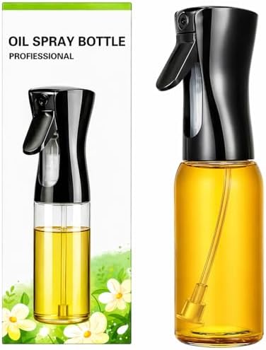 Glass Oil Sprayer for Cooking, 230ml, Black Lid