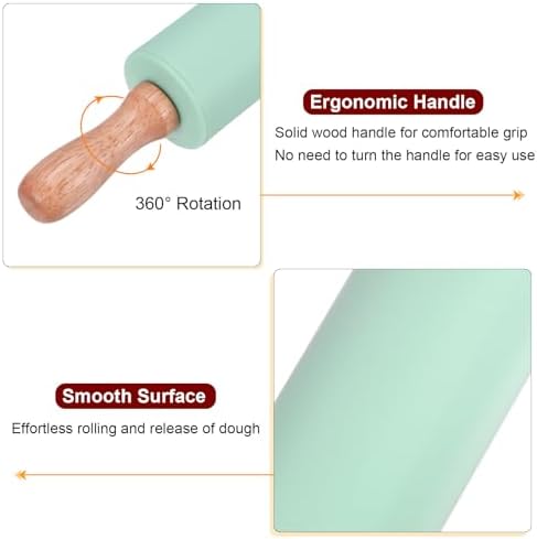HARFINGTON Silicone Rolling Pins for Baking 12.2 Inch Non-Stick