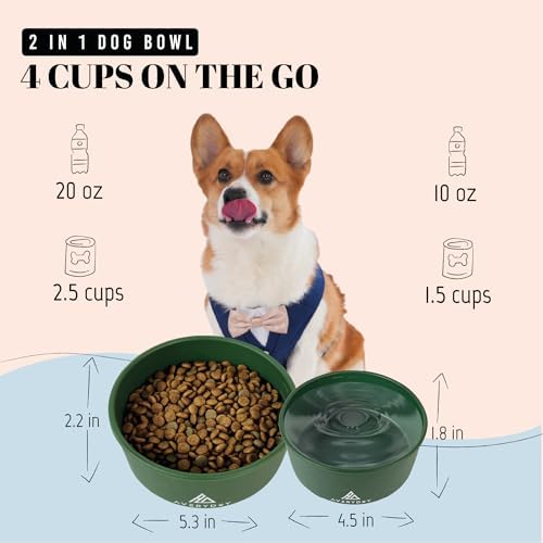 AVERYDAY 30 Oz Travel Dog Bowls with Lids, 2-in-1 Portable Pet Bowls