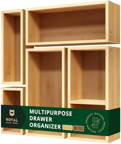 ROYAL CRAFT WOOD 5-Piece Bamboo Drawer Organizer Set – Multi-Use