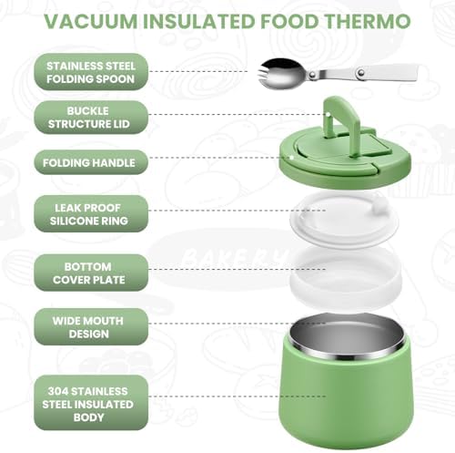 Itslife 14oz Vacuum Insulated Soup Thermo for Hot Food, Kids Lunch