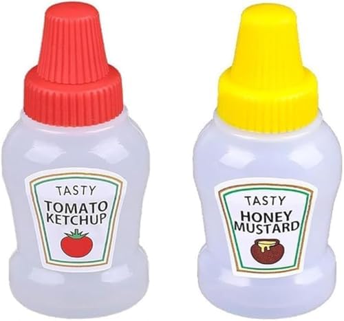2Pcs Mini Ketchup Bottles, with Sturdy Screw Cap,25ml Condiment