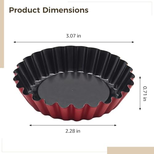 Tart Pans 16-Piece Set, 3 Inch, Carbon Steel, Non-Stick, Removable