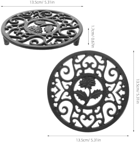 2 Piece Cast Iron Teapot Trivet Set, Anti Slip Heat Resistant Stand