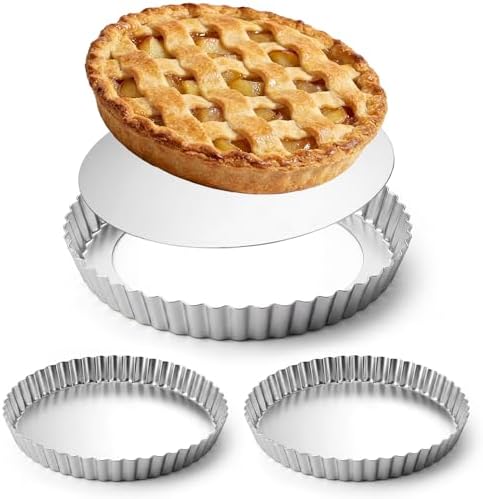 Hushee 2 Pack 9 Inch Tart Pan with Removable Bottom Non-Stick Carbon