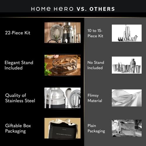 Home Hero Bartender Kit - 22-Piece Cocktail Shaker & Bar Tool Set